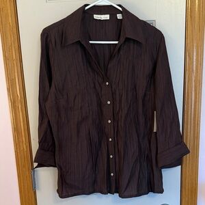 NWT Coldwater Creek Rich Brown Button-Down Shirt